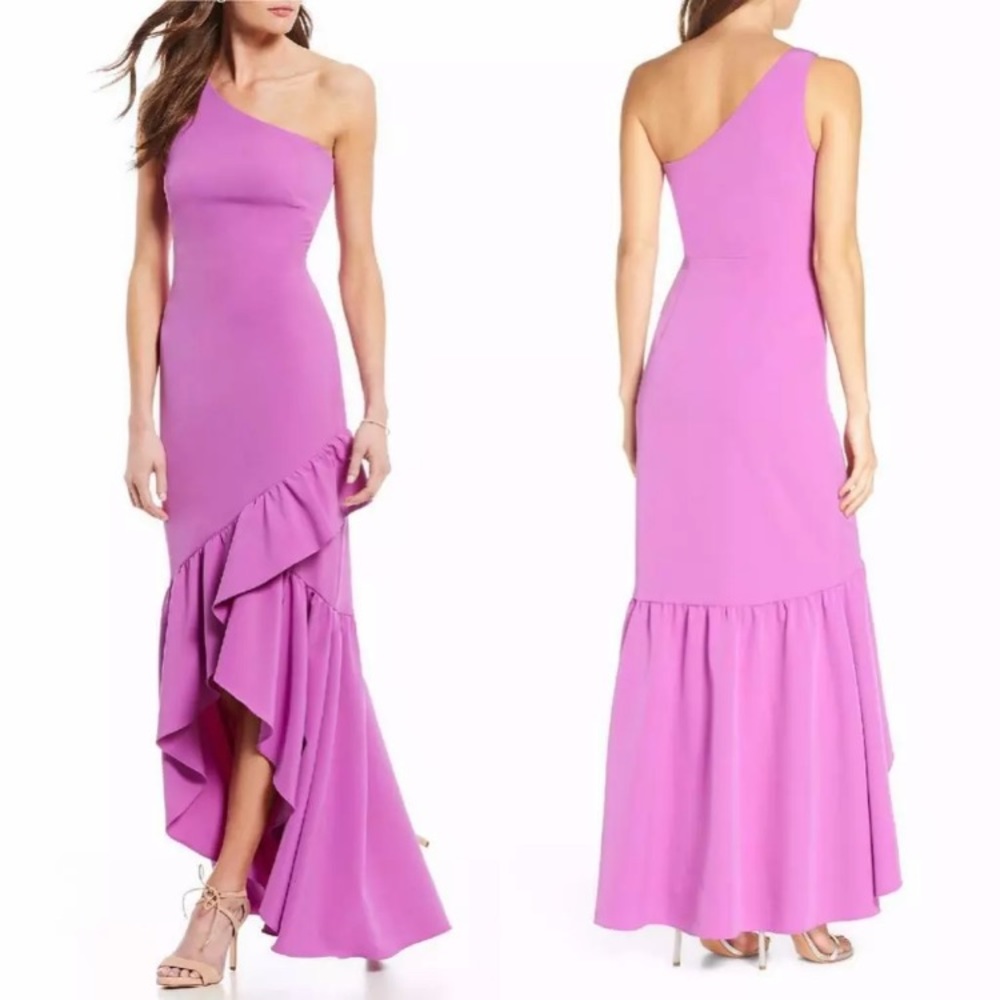 Vince Camuto one-shoulder high/low evening dress